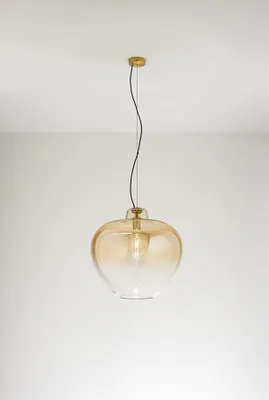 Produktbild von Pendelleuchte 10S46667 AM aus Glas, bernstein verspiegelt, Messing brüniert, E27, modernes Design - Perenz