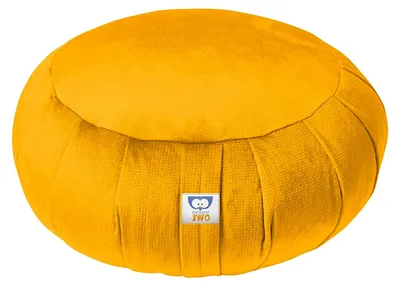 Produktbild von Yoga Meditationskissen Zafu aus Samt in Senffarbe