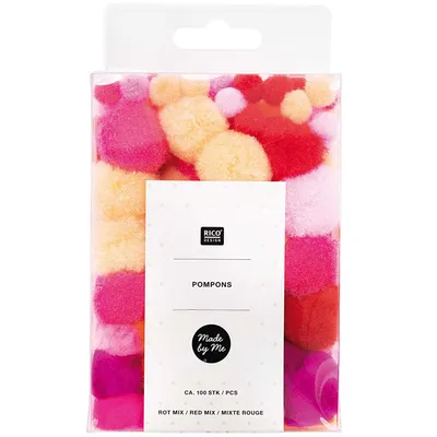 Produktbild von Pompom Set Rot / Rosa /Pink 100 Stück