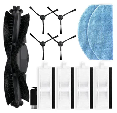 Produktbild von Ersatzteile kompatibel mit Tikom G8000 / G8000 Pro, für Laresar Evol 3S Roboter Staubsauger Zubehör: 1 Hauptbürste, 4 Seitenbürsten, 4 HEPA-Filter, 2 Wischtücher Nachfüllzubehör.