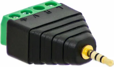 Produktbild von 1x Klinken Stecker 2,5 mm Adapter > Terminal Block 4-Pin Schraub Klemmen Vergoldet