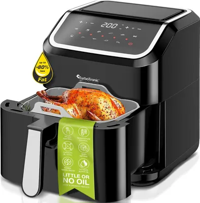 Produktbild von Heissluftfritteuse XL, 5 Liter - AF12 - NEU mit SILIKONEINLAGE - digitale XL Heißluftfritteuse 10 Programme, Airfryer, Fritteuse ohne Fett / Öl, 100°C - 200°C Airfryer Luftfritteuse Air Friteuse Power