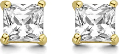Produktbild von Neu Bling 9NBG-0209 Gold-Ohrstecker - Frauen - Zirkonia - Quadratischer Schliff - 5 mm - Solitär - 14 Karat - Gold