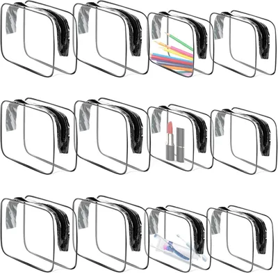 Produktbild von Toilettaschen Set, 12-teilig, transparent, wasserdicht, verschiedene Größen, für Reisen