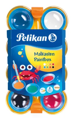 Produktbild von Pelikan Deckfarbkasten mini-friends® mit 8 Farben und 1 Pinsel