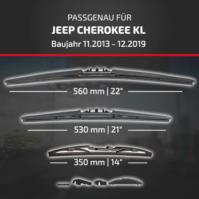 Produktbild von HEYNER® Scheibenwischer Komplettset für JEEP CHEROKEE (11.2013 - 12.2019) HYBRID Flachbalkenwischer