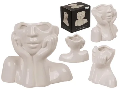 Keramikvase mit Gesichtsmotiv, 14x7x11,5 cm, 200 ml
