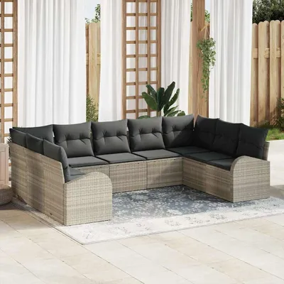 Immagine prodotto di Maison Exclusive - Set divani con cuscini grigio chiaro in polyrattan