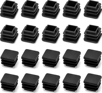 Produktbild von QWORK 20 Stück Quadratstopfen Schwarz 20x20mm Möbelschutz und Geräuschdämpfung