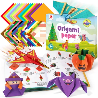 Origami-Set für Kinder: 320 Blatt buntes Faltpapier + Buch