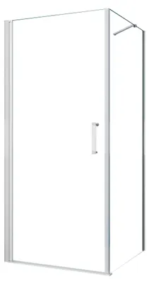 Produktbild von AICA Drehtür 90x185cm,5mm ESG-glas Falttür,Seitenwand 90x185cm, mit 50cm Stabilisator Komplett Elektrophorese-Weiß & Griff,Pendeltür, Duschkabine Duschabtrennung