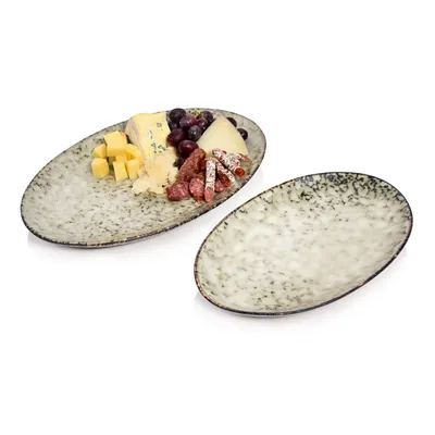 Produktbild von Serviertafel-Set, 2-teilig, Keramik, ovale Teller, vintage Design