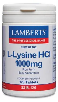 Productafbeelding van Lamberts L lysine 1000mg L8316 120 (120 tabletten)