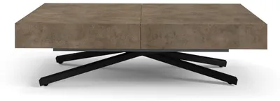 Produktbild von AlpiMeble Höhenverstellbarer ausziehbarer Couchtisch Sena X, ausziehbarer Tisch: 120 cm bis 200 cm, Dark Grey Chicago, mit Metallbeine in Schwarz
