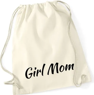Produktbild von Huuraa Turnbeutel Girl Mom Schriftzug 12 Liter Natural Baumwolle Rucksack Geschenkidee