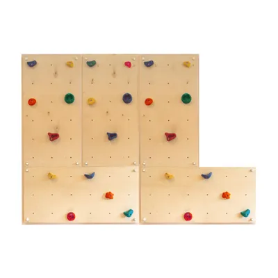 Produktbild von Kletterwand Indoor mit bunten Klettersteinen und Montagematerial für Kinder und Erwachsene Größe: 5 Platten (3,25 m²)