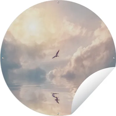 Produktbild von MuchoWow® Gartenposter Outdoor-Poster Rund Vogel - Meer - Sonne Ø 60 cm Gartendeko Rundes Poster draußen