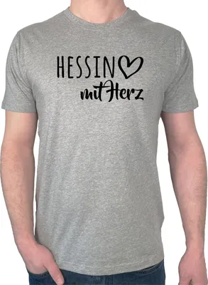 Produktbild von Huuraa Herren T-Shirt Hessin mit Herz S Sport Grey Bio Baumwolle Fairtrade Herrenshirt Geschenkidee