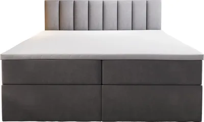 Produktbild von TRADA Boxspringbett 180x200 Palermo mit Bettkästen mit Matratze mit Topper Komplett-Set Polsterbett Bonell H3 Grau