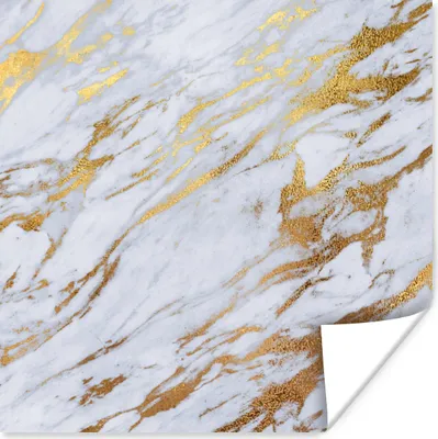 Produktbild von MuchoWow® Poster Marmor - Muster - Gold - Weiß 75x75 cm - Wand Dekoration