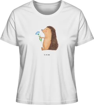 Produktbild von Mr. & Mrs. Panda T-Shirt für Frauen Igel Blumen Größe S - Weiß - Geschenk, Damen, Gute Besserung, Krankenhaus, Genesungswünsche, Oberteil, Sommershirt, krank, Basic Shirt