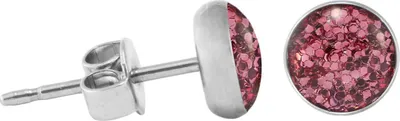 Produktbild von 925 Sterling Silber Ohrstecker Glitterline in verschiedenen Farben und Größen Farbe - Pink Größe - 10 mm