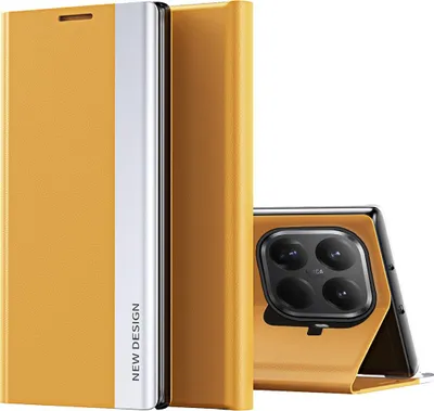 Produktbild von Hülle für Xiaomi 15T Pro, Kunstleder Magnetisch Klapp Stand Schutzhülle Gelb