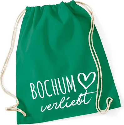 Produktbild von Huuraa Turnbeutel Bochum verliebt 12 Liter Kelly Green Baumwolle Rucksack Geschenkidee