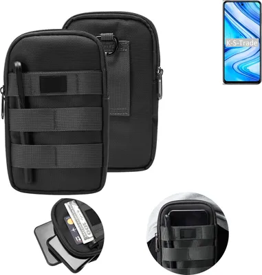 Produktbild von K-S-Trade Holster Gürtel Tasche kompatibel mit Xiaomi Redmi Note 9S Handy Tasche Schutz Hülle dunkel-grau viele Fächer, 1x