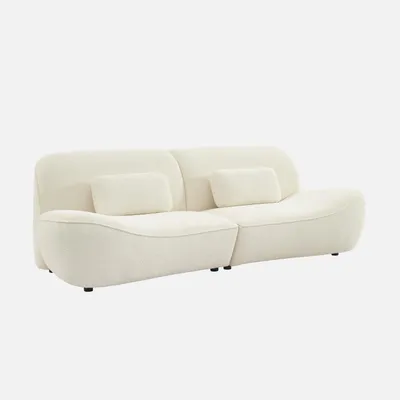 Immagine prodotto di sweeek - Divano a 3 posti con rivestimento bouclé bianco crema - Crema