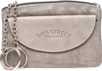 Obrázek produktu pro Bag Street Pouzdro na klíče z pravé kůže, 2 přihrádky, zip, šedé