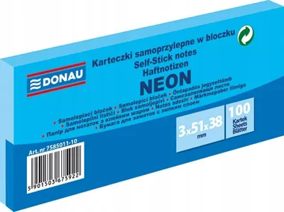 Obrázek produktu pro Samolepicí bloček 51 x 38 mm - neonově modrý 3 x 100 listů