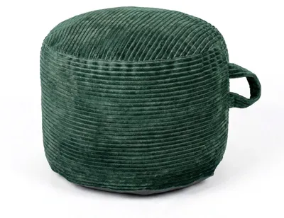 Image de Pouf rond - Repose-pied et ottoman - Revêtement en corde - Rembourrage en mousse - 50 x 35 cm - Vert foncé