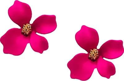 Produktbild von 2 Stück Damen-Ohrringe, Blumenform, rostfrei, Legierung, Ohrstecker, Ohrringe, Schmuck für Party-Rosenrot