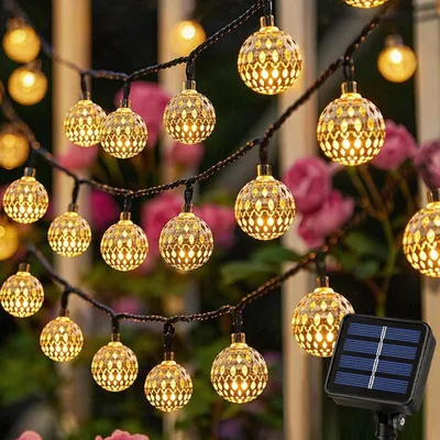 Immagine prodotto di Catena luminosa da 7 metri - 50 LED - A energia solare - Luce bianco caldo - Per uso esterno