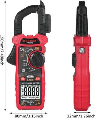Zdjęcie produktu dla HABOTEST HT207B 4000 zliczeń Cyfrowy miernik cęgowy Multimetr ręczny Napięcie AC DC Prąd Woltomierz Dioda Rezystancja Miernik cęgowy Precyzyjny, wielofunkcyjny miernik cęgowy z wyświetlaczem cyfrowym