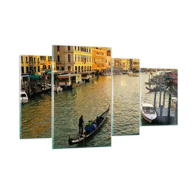 Produktbild von Bilder auf glas - Ansicht Wasser Gondel Reise - 120x70cm - Glasbilder - Wandbilder - Kunstdruck - zum Aufhängen bereit - Wanddekoration aus Glas - Glas Bilder - Wandbild auf Glas - GDL120x70-0452