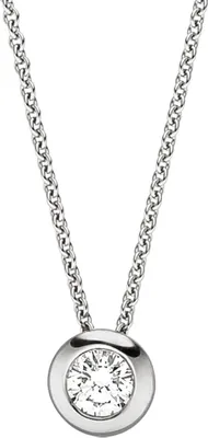 Produktbild von 1,1mm Collier Ankerkette mit Solitär Diamant Brillant, 585 Gold Weißgold, 45cm