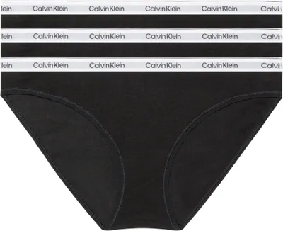 Produktbild von Calvin Klein Damen 3er Pack Slips Bikini Form Baumwolle mit Stretch, Schwarz (Bl