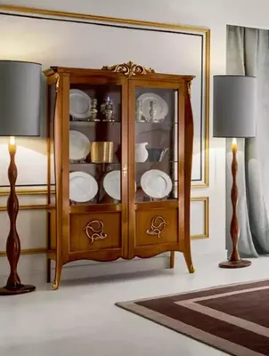 Produktbild von Luxus Holz Vitrine Anrichte Design Braun Italienische Möbel Schrank Neu