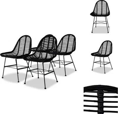 Imagen del producto de vidaXL: 4 sillas de comedor, ratán natural, color - Sillas de comedor