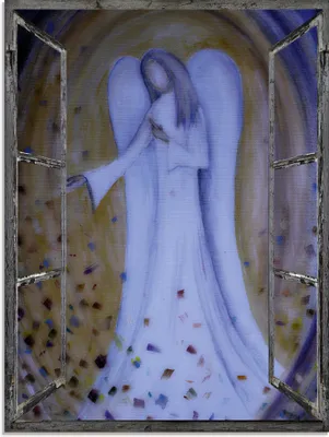 Produktbild von ARTland Glasbild Fensterblick - Engel Größe: 45x60 cm