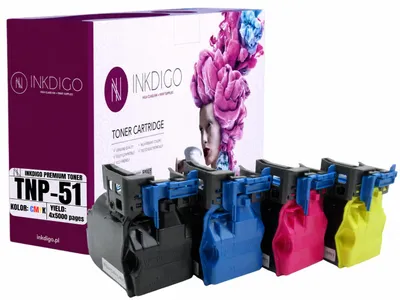 Produktbild von Inkdigo Tonerset TNP51 für Minolta Bizhub C3110 – CMYK,, KI-generiertes Bild