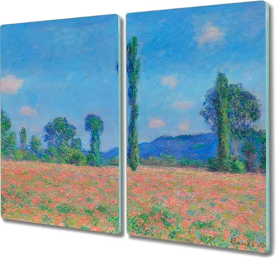 Produktbild von Coloray Kochplattenabdeckung Herdabdeckplatte 2x30x52 cm Hackbrett Schneidebrett Küchenbrett - Monet Wiese Landschaft