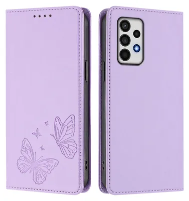 Obrázek produktu pro Kožené pouzdro pro Samsung Galaxy A52 / A52s 5G, motýlí ražbou, peněženkové flip pouzdro se stojánkem Světle fialová