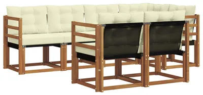 Immagine prodotto di vidaXL Set divani da esterno con cuscini 7 pezzi Naturale e Crema