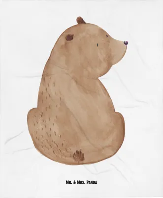 Produktbild von Mr. & Mrs. Panda Plaid Bär Schulterblick - Weiß - Geschenk, Erstlingsdecke, Fleecedecke, Bärenliebe, Selbstachtung, Kinderdecke, Babydecke, Bären, Motivation, Teddy