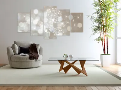Produktbild von Akustikbild Pusteblumen Blumen 200x100 cm Bilder Akustikschaum Hochleistungsschallabsorber Schallschutz Leinwand 5 tlg Wandbild Raumakustik Schalldämmung b-C-0079-b-n