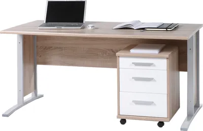 Produktbild von Schreibtisch Arbeitstisch Bürotisch Computertisch Laptoptisch Büro "Clermont I" Sonoma-Eiche/Weiß