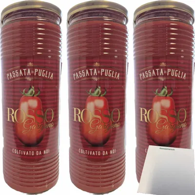 Produktbild von Rosso Gargano Passata di Puglia Passierte Tomaten 3er Pack (3x690g Glas) + usy Block